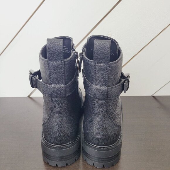 NEW Karl Lagerfeld Paris Women's 9.5 Pippa Black Leather Combat Boots// 10PT - Picture 4 of 9